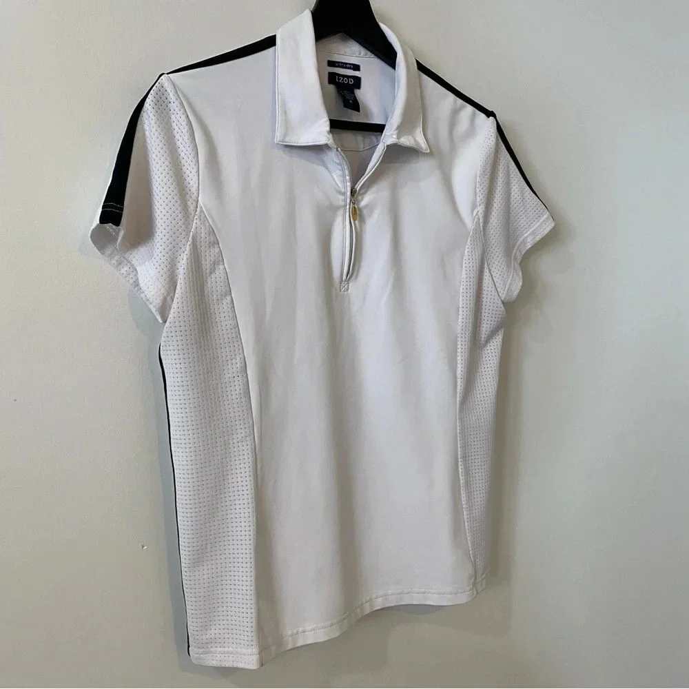 IZOD x-tra dry 1/4 Zip White and Black Polo Shirt Size M - Picture 3 of 16